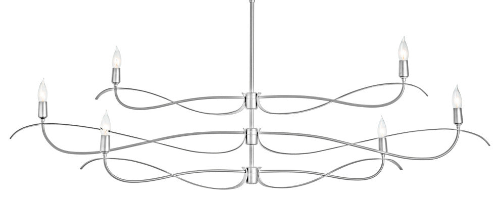 Willow 6-Light Large Chandelier, Sterling Finish, Standard Overall Height