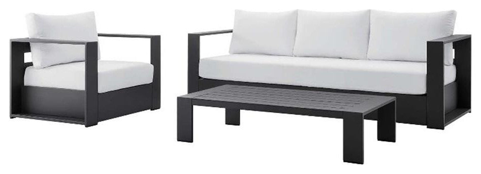 Tahoe Outdoor Patio Powder-Coated Aluminum 3-Piece Set, Gray White