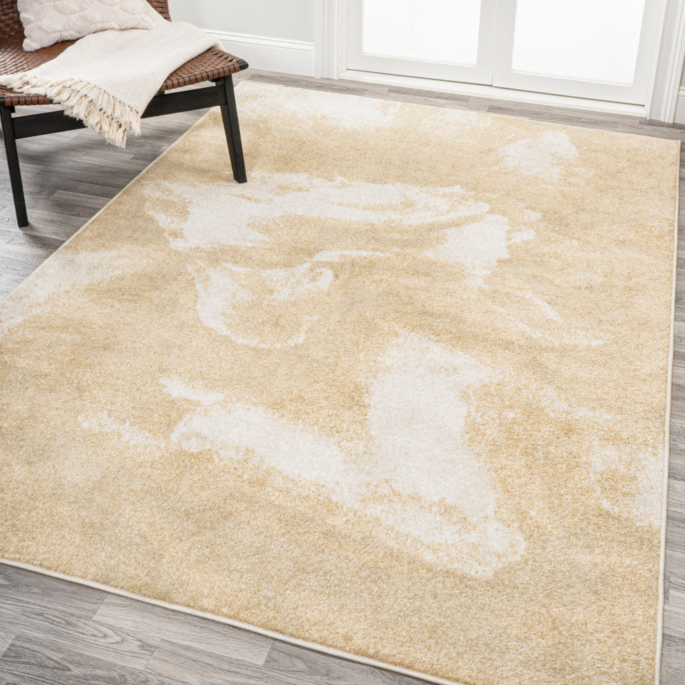 Petalo Abstract Two-Tone Modern Gold/Cream 4 ft. x 6 ft. Area Rug