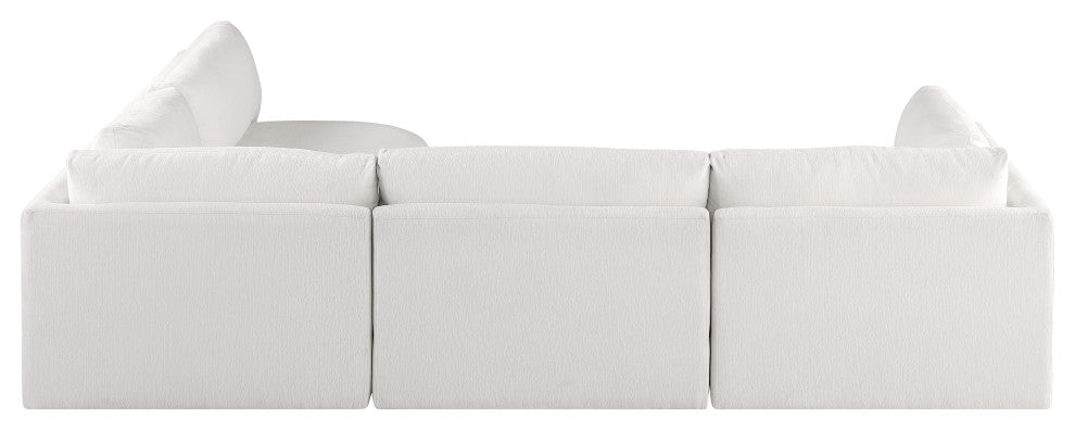 Ease Fabric Upholstered L-Shaped Modular Sectional, Cream, 4 Piece: 2 Corner, 2 Armless