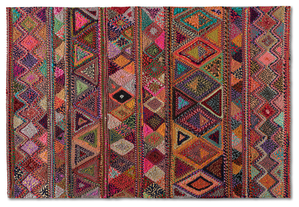Bagleys Modern Multi-Colored Handwoven Fabric Area Rug