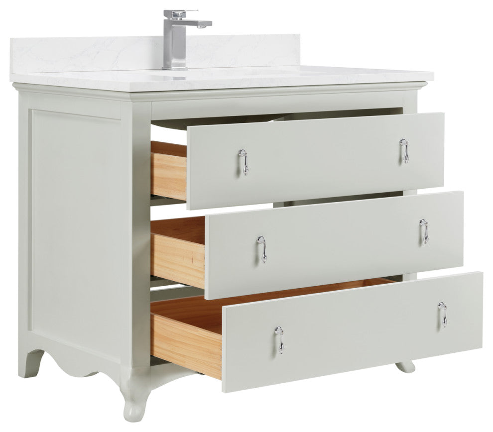 Legion Furniture WS2512 Series Bathroom Sink Vanity, Silver Strand, 42", Artificial Stone Top, Single Sink