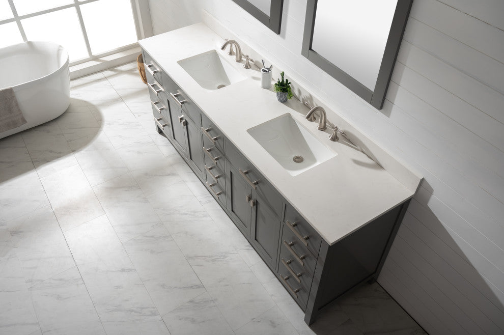 Design Element Valentino 84" Gray Double Rectangular Sink Vanity