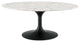 Living Lounge Oval Coffee Table, Artificial Marble Stone Metal, Black White