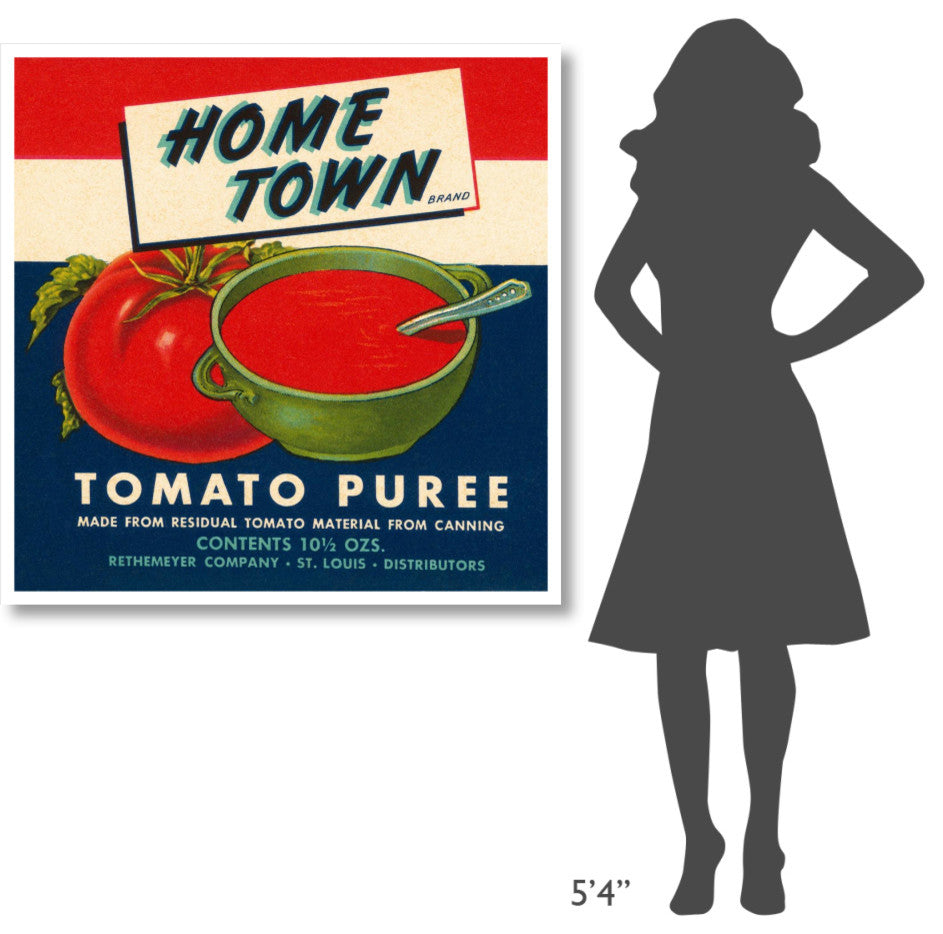 "Home Town Brand Tomato Puree" Digital Paper Print by Retrolabel, 42"x42"