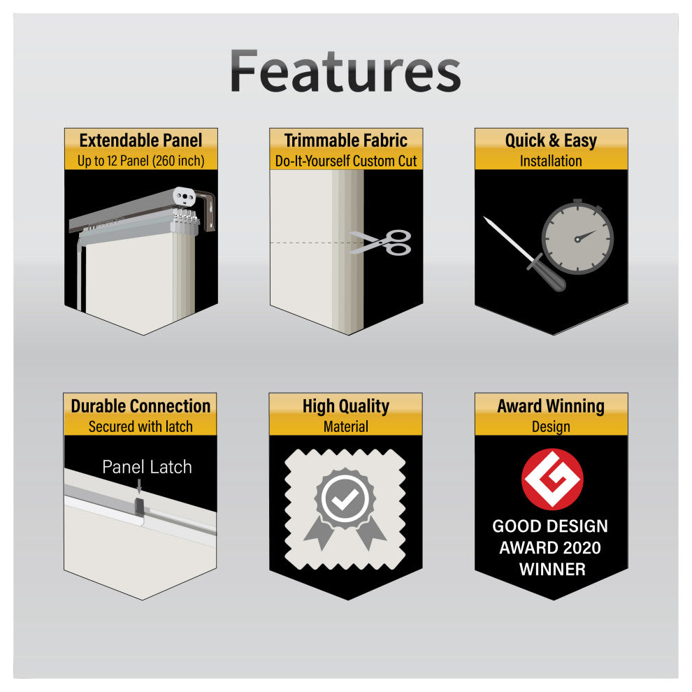 Amour 10-Panel Track Extendable Vertical Blinds 120-218"W