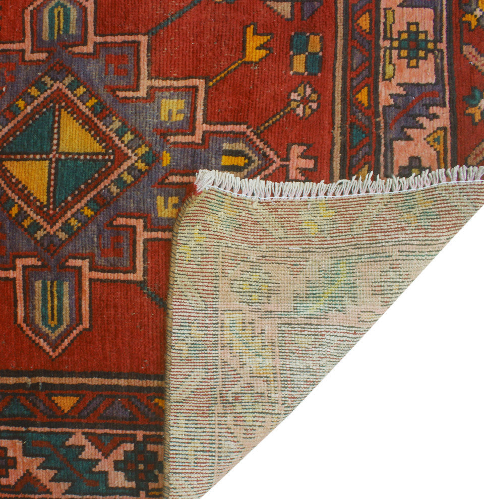 Fine Vintage Distressed Chike Red/Beige Runner, 3'4x13'9