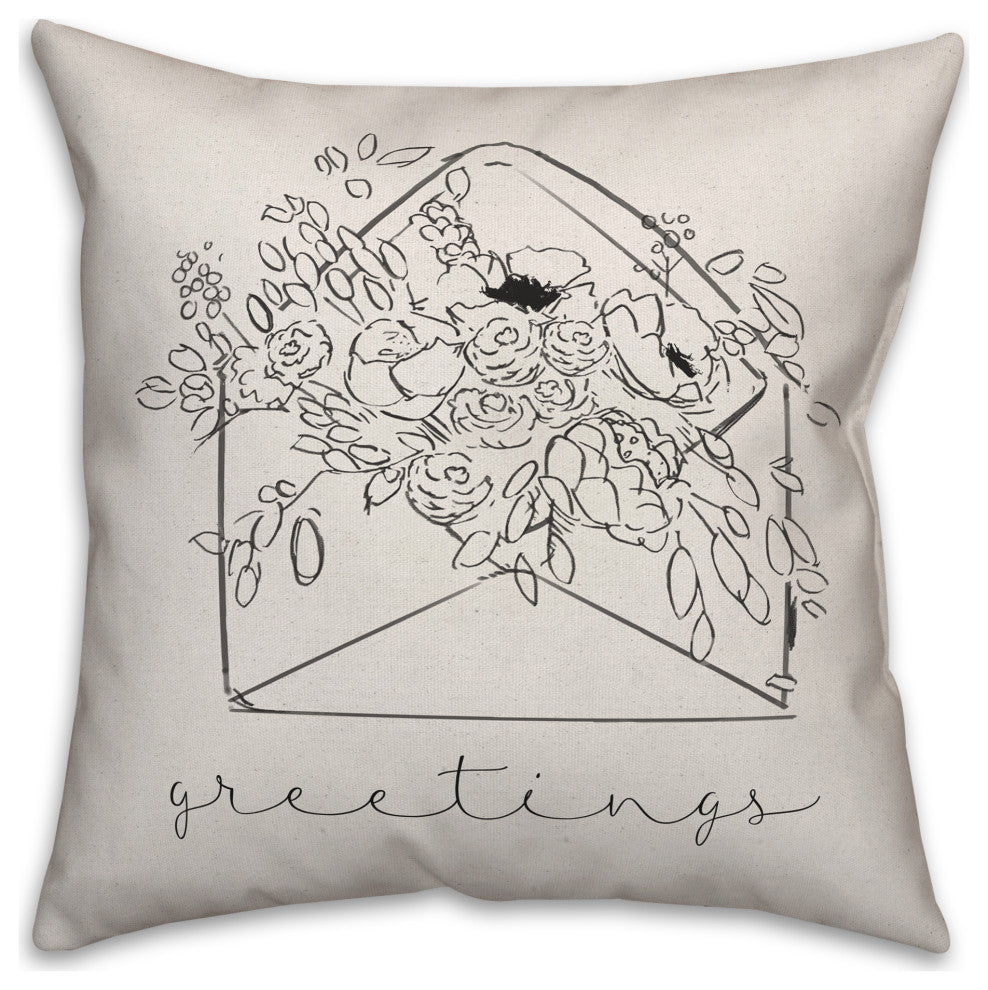 Greetings Floral Envelope 18x18 Spun Poly Pillow