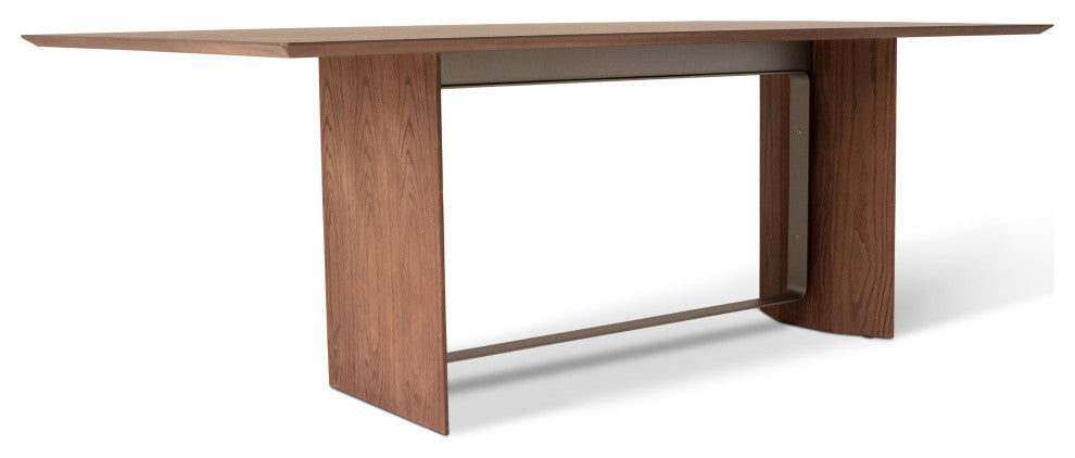 Modern Brazilian, Jordania, Dining Table, Nogal Frame, Titanium Metal Accent