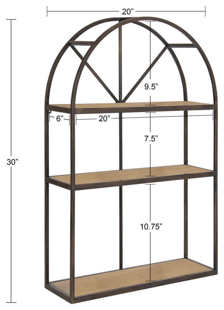 Mooreland 3-Tier Shelf, Natural 20x6x30