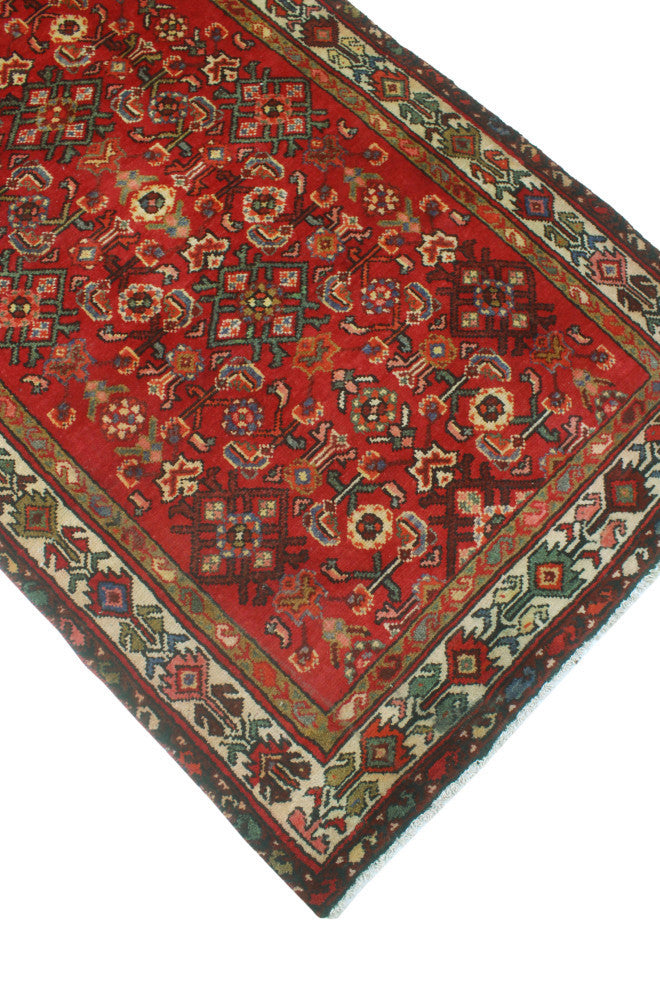 Fine Vintage Distressed Will Red/Beige Runner, 3'4x14'3