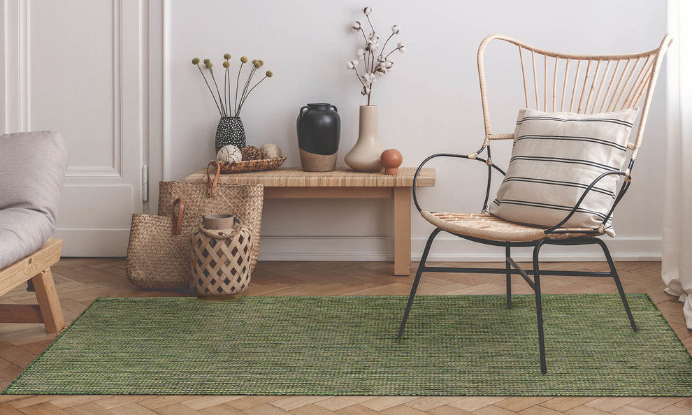 Carmel Texture Stripe Indoor/Outdoor Rug, Green, 4'10"x7'6"