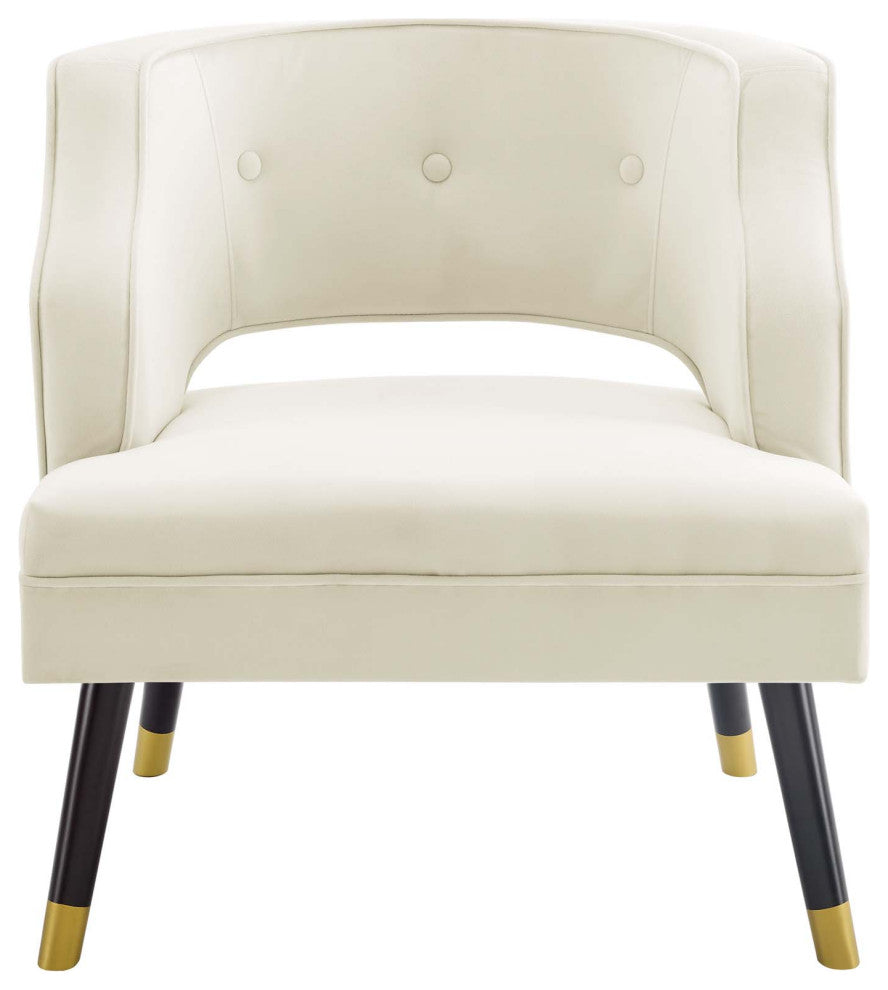 Traipse Button Tufted Open Back Performance Velvet Armchair