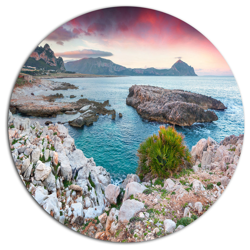 Nature Reserve Monte Cofano, Landscape Round Wall Art, 36"
