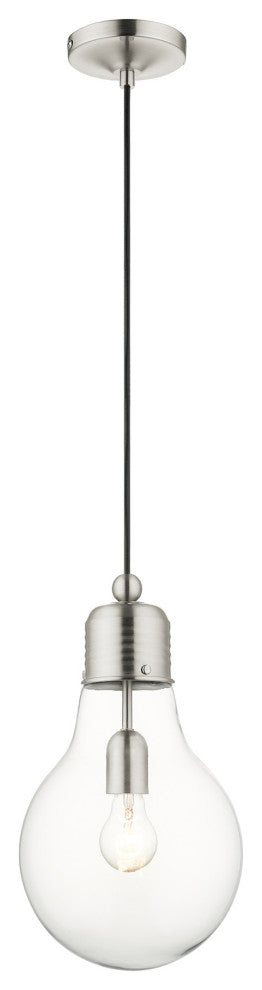 Livex Lighting Hand Blown Art Glass 1 Light Brushed Nickel Mini Pendant