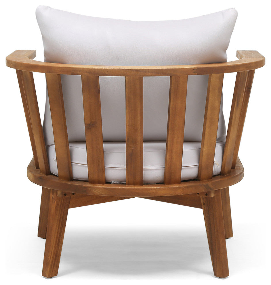 Dean Outdoor Wooden Club Chair With Cushions, Set of 2