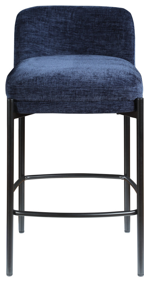 Burton Chenille Fabric Upholstered Stool (Set of 2), Navy