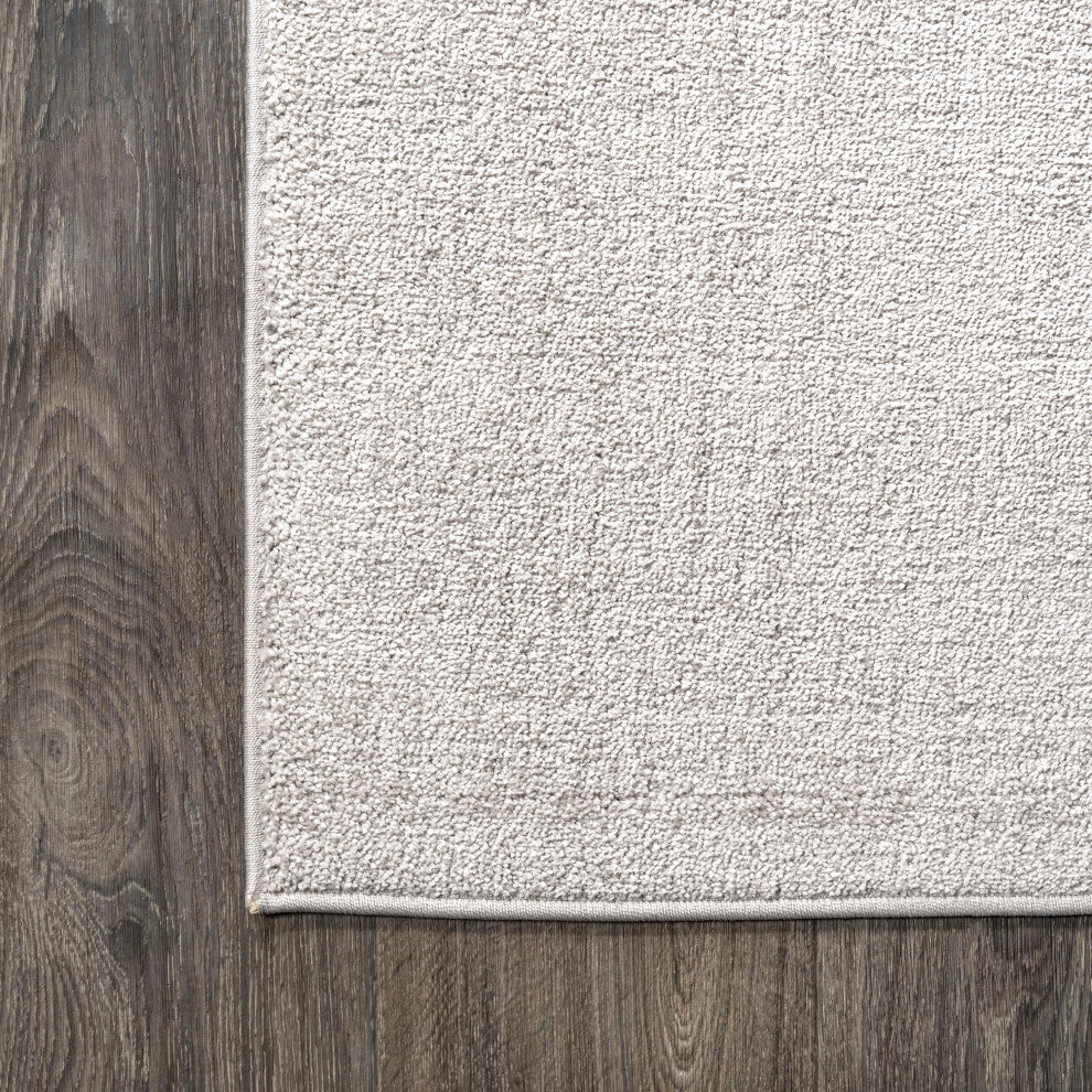 Haze Solid Low-Pile Runner Rug, Ivory, 5' Square