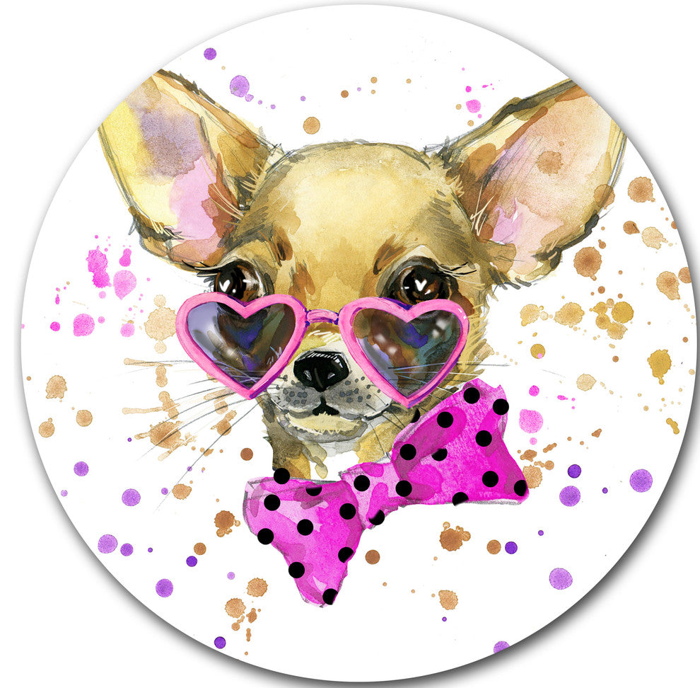 Puppy Dog In Watercolor, Animal Disc Metal Wall Art, 11"