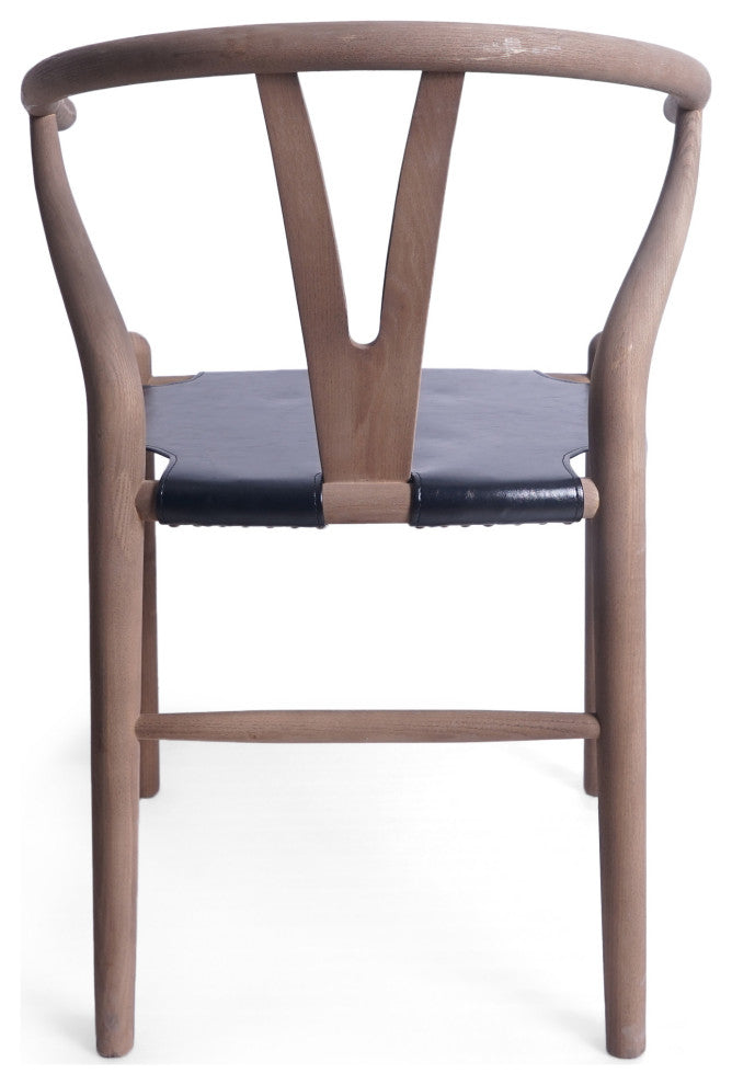 Quince Mid Century Boho Ash Wood Dining Chairs, Set of 2, Black + Antique