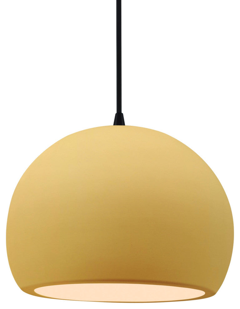 Radiance Medium Globe Pendant, Muted Yellow Frame, Matte Black, LED, Black Cord