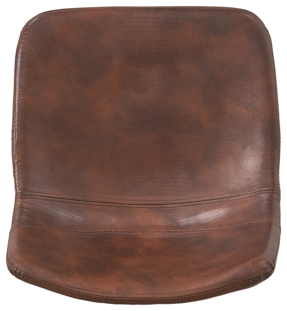 GDF Studio Rex Faux Snake Leather Brown Bar Stools, Set of 2, Snake Skin Brown