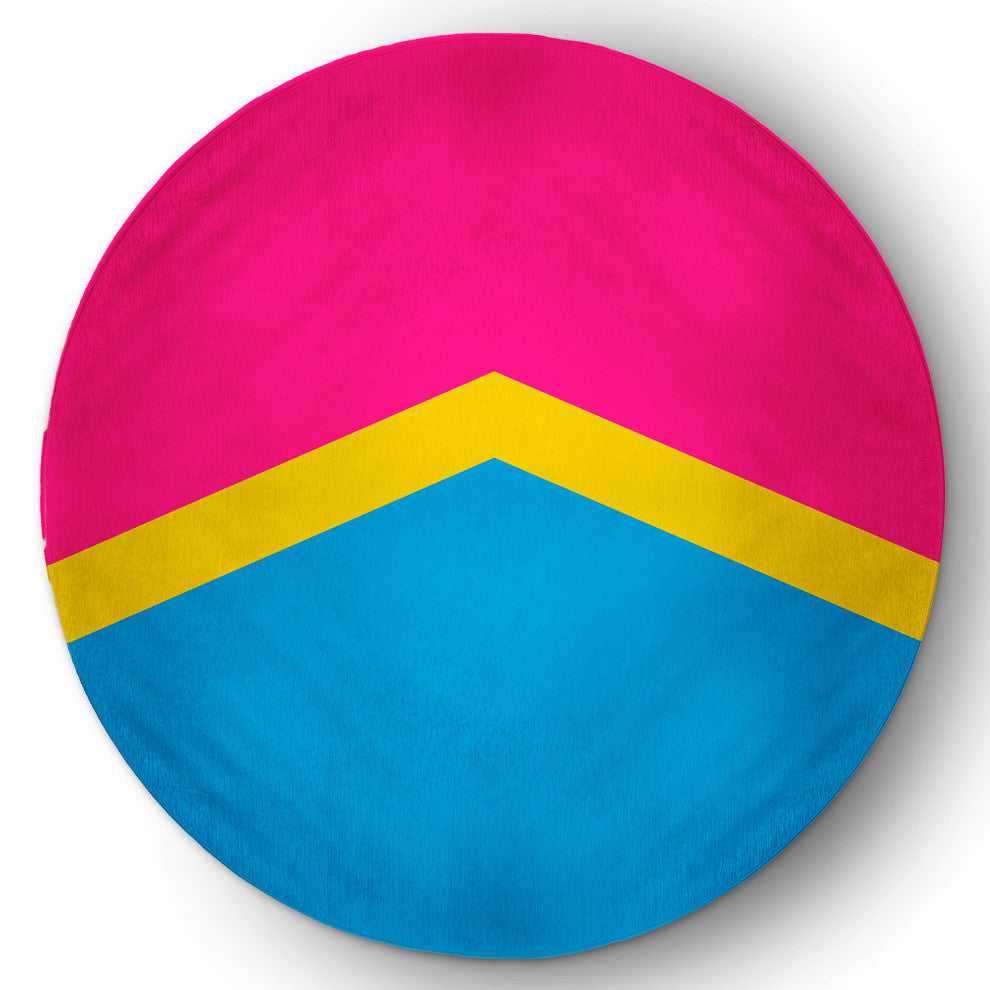 Pansexual Chevron Chenille Rug, Pansexual Chevron, 5' Round