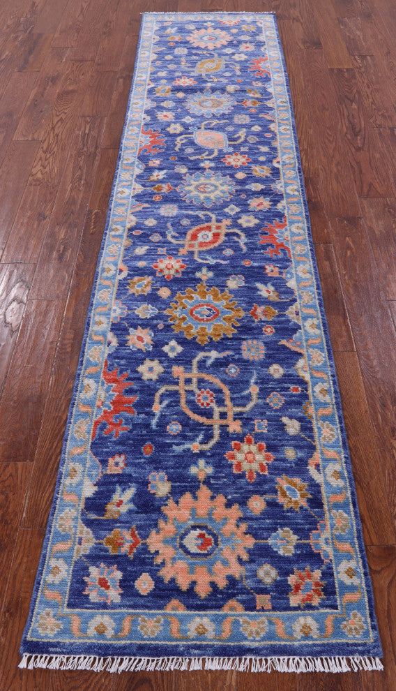 2' 5" X 10' 6" Runner Turkish Oushak Hand-Knotted Wool Rug - Q15917