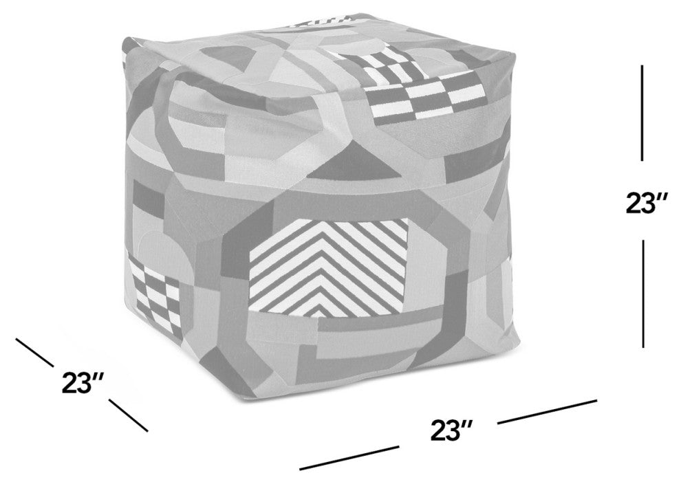 Pouf 23" Oversized Bean Bag Embroidery Cube Ottoman, Colorpop Multicolored