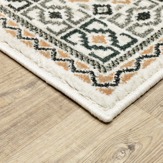 Garson Diamond Medallions Area Rug, Ivory, 1'10"x7'6"
