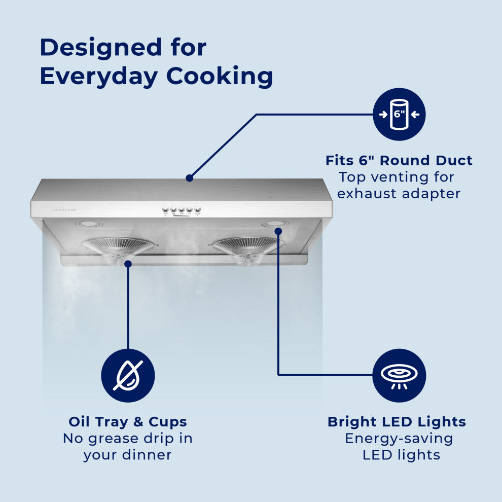 Hauslane | Chef Series Range Hood C100 30" Under Cabinet Kitchen Extractor