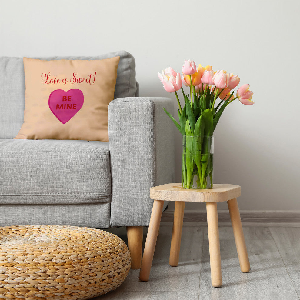 Love Is Sweet Decorative Throw Pillow, Soft Lemon, 20"x20"
