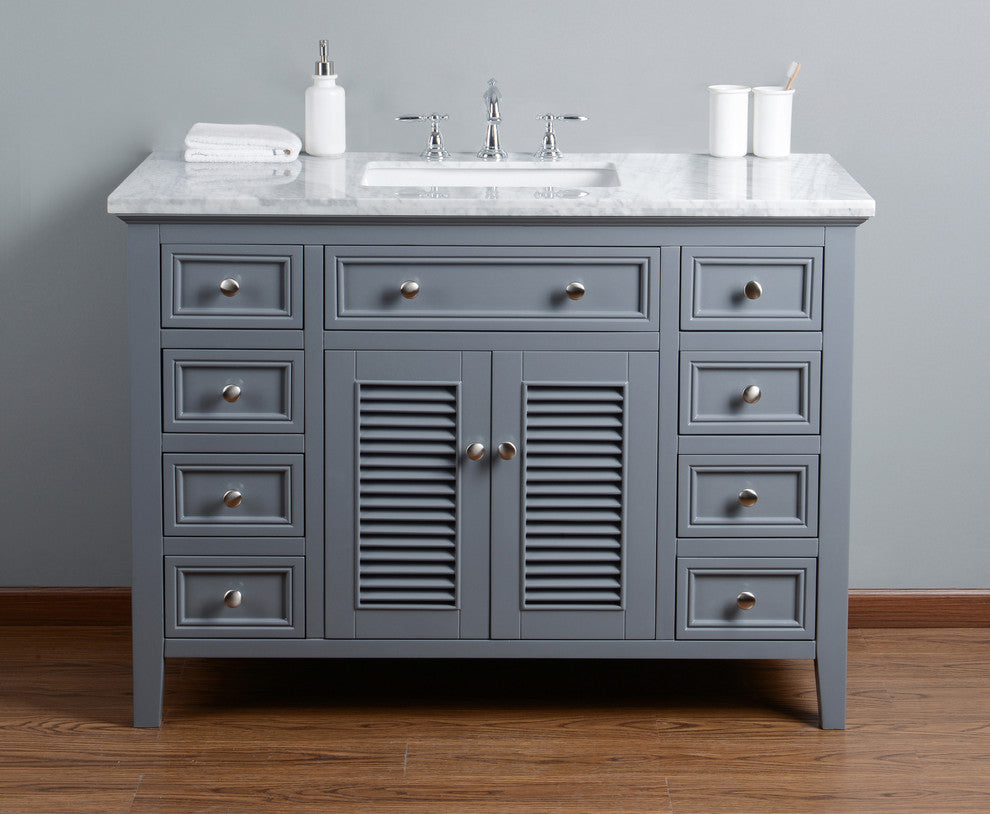 Stufurhome Genevieve Bathroom Vanity, Gray, 48" Single Sink