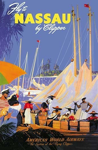 Fly to Nassau by Clipper - Fine Art Giclee Print 24" x 36"