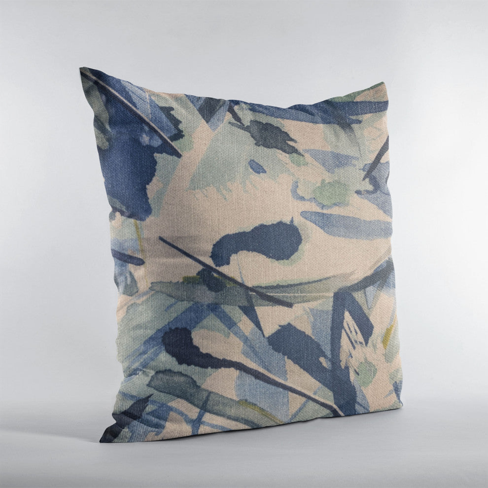 Plutus Blue Modern Art Graphic Print Luxury Throw Pillow, 20"x30"