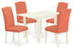 Dining Set 5 Pcs "“ Four Chairs, Table, Pink Flamingo Color Pu Leather