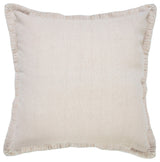 Embroidered Edge Bordered Throw Pillow, Beige, 20" X 20"