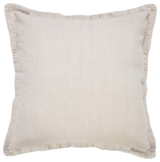 Embroidered Edge Bordered Throw Pillow, Beige, 20" X 20"