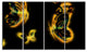 Yellow Fractal Butterflies on Black, Floral Canvas Art Print, 48"x28", 4 Panels