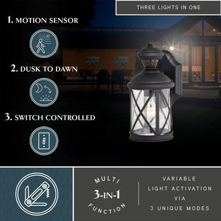 Henderson 1 Light Black Motion Sensor Dusk to Dawn Outdoor Wall Lantern
