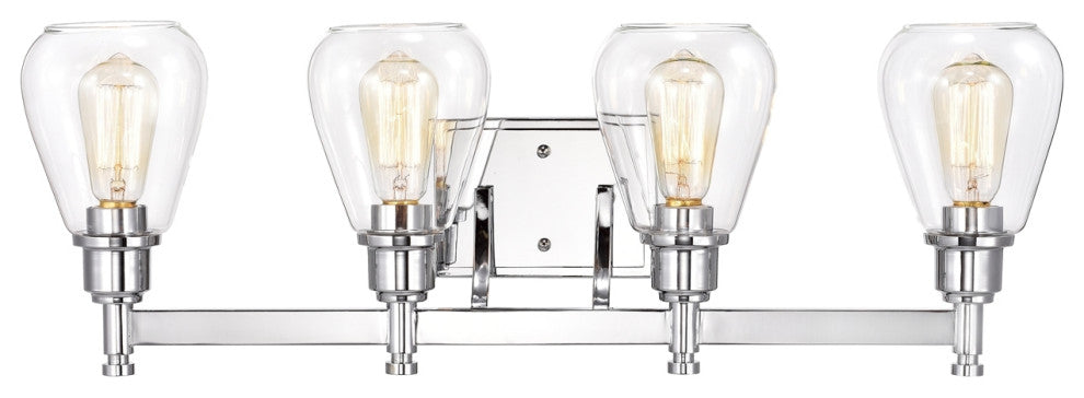 Chloe Lighting Hudson Transitional 4 Light Chrome Bath Vanity Fixture 29" Wide