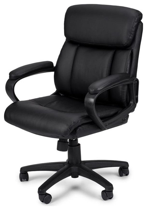 Poundex Furniture Modern Faux Leather Office Chair in Black Color