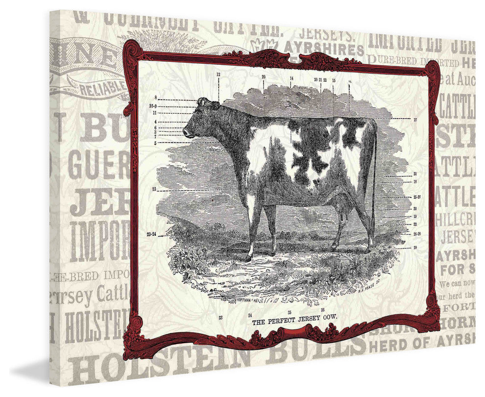 "Cow Framed" Painting Print on Canvas