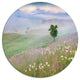 Foggy Summer Morning In Mountains, Landscape Art Round Wall Art, 36"
