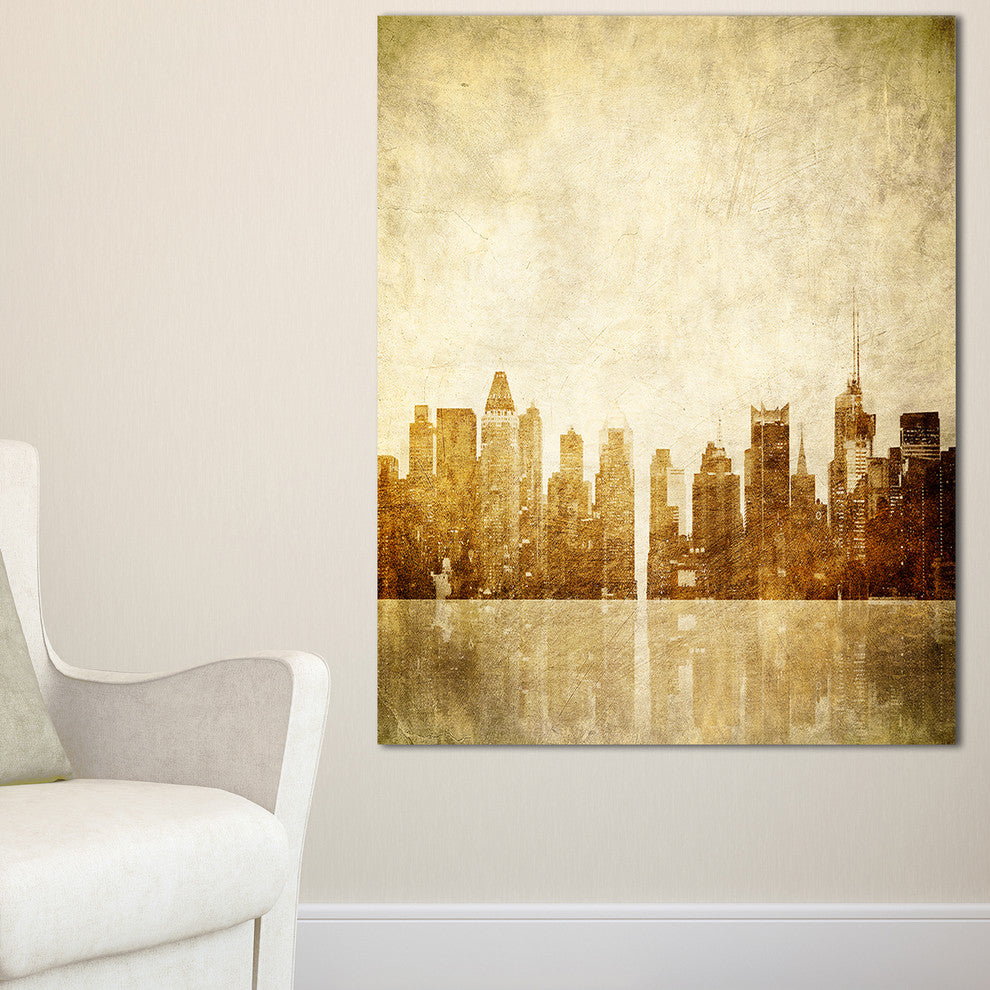 "New York Skyline Grunge View" Canvas Print