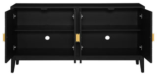 GDF Studio 4-Door Sideboard Storage Cabinet, Gold Handles & Adjustable Shelf