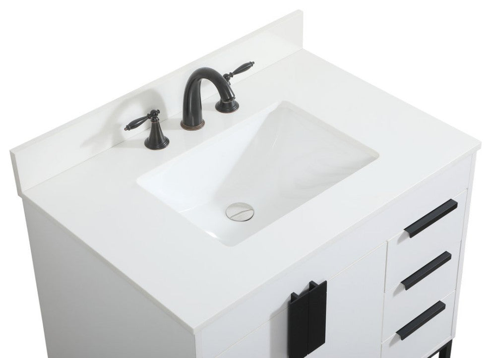 Home Living 22" Modern White-Light Bathroom Vanity