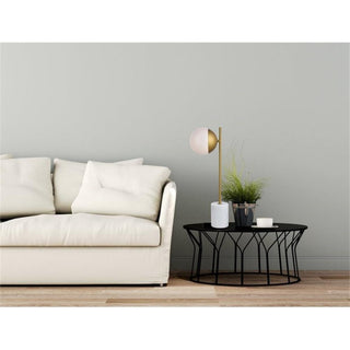 Living District Eclipse 1-Light Metal Table Lamp in Brass and Frosted White