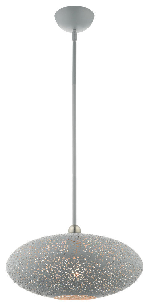Livex Lighting Charlton 1 Light Nordic Gray, Brushed Nickel Medium Pendant