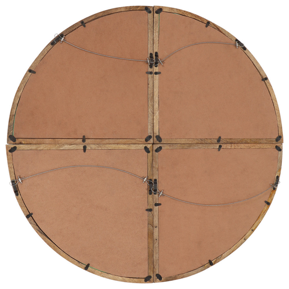 Finley Rustic Handcrafted Round Pie Mirror